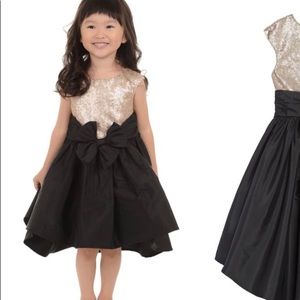 2T Gold sequin and black high/low dress